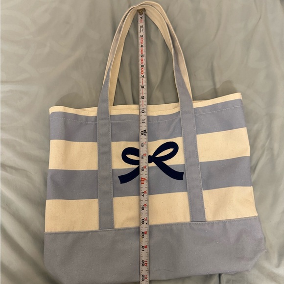 Blue bow canvas tote bag - Picture 2 of 10